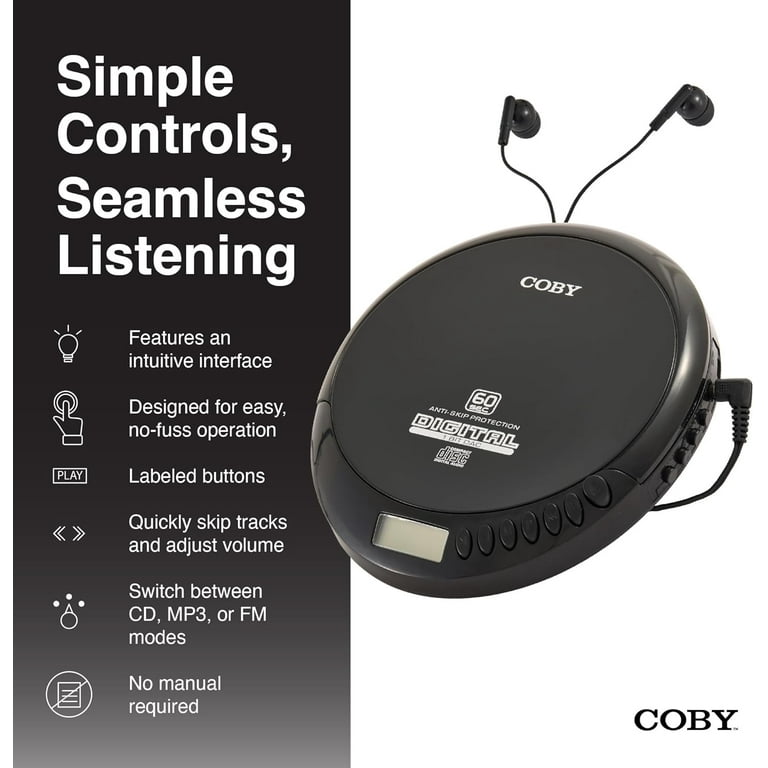 Coby Portable CD Player with Anti-Skip Technology Built-In FM
