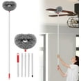 thumbnail image 5 of Tianherq Ceiling Fan Duster with 55 Inch Extension Pole Detachable & Washable Round Head to Clean Bookshelves Wall Corner, 5 of 8