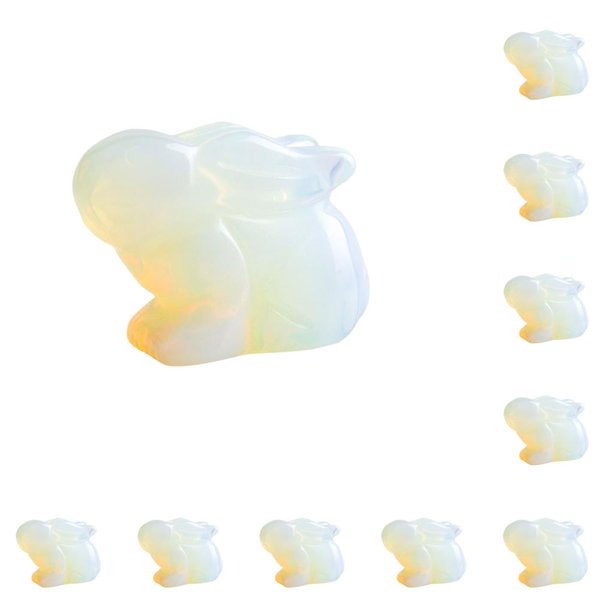 Billuyoard Figuritas de cristal conejito Animal Dongling Jade tallada animales Linda estatua de adornos para el hogar regalo Blanco 10Conjunto