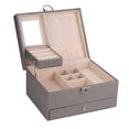 thumbnail image 2 of Household Jewelry Storage Box Waterproof PU Leather Jewelry Case Double Layer Partition Large Capacity Ornament Organizer gray, 2 of 7
