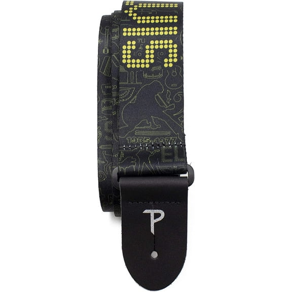 Perri's Leathers Leather Guitar Strap - Official Licensing- Elvis, Fits Electric, Jacquard, Adjustable 44.5"-53", Cool Acoustic Guitar Straps for Electric & Bass, Black & Yellow