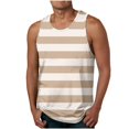 thumbnail image 2 of Aueoeo Mens Strip Printed Tank Top Sleeveless Crew Neck Beach Shirts Summer Loose Tank Top Workout Gym Shirts Tops, 2 of 5