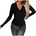 thumbnail image 2 of AUNVITO Womens V Neck Sweater Cross Front Solid Long Sleeve Knit Pullover Fall Winter Outfit, 2 of 6