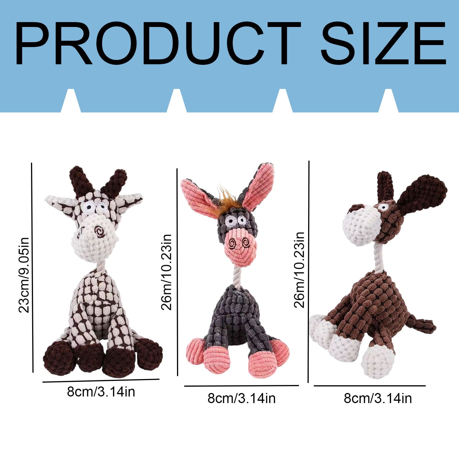 Plush Dog Toys for Aggressive Chewers 3 Pack, Dog Toy Stuffed Animal Set, Durable Stuffed Dog Toy for Puppies & Anxiety Comfort（ABC)