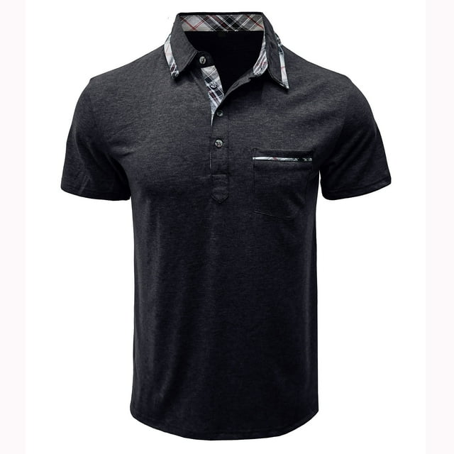 HKEJIAOI Chemise Décontractée pour Hommes à Manches Courtes à Carreaux Col Rabattu avec Boutons