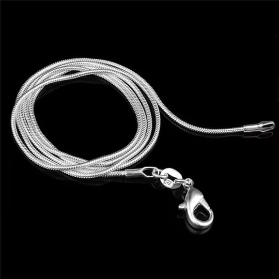 HOOUN 925Sterling Silver Plated Stamp 925 Snake Chain 1mm Necklace 16" 18" 20" 22"B:yq-18 inch