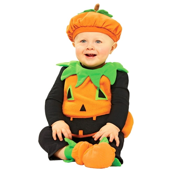 Halloween Infant Boys Girls Plush Pumpkin Vest Hat Booties Costume 0-6 Months