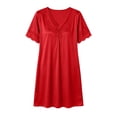 thumbnail image 7 of ZyeKqe Nightgown with Bulit in Bras for Women Lace V Neck Short Sleeve Tie Front Casual Comfy Loungewear Mini Dress, 7 of 7
