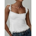 thumbnail image 4 of Women Lace Babydoll Tank Top Cap Sleeve See Throught Y2k Summer Going Out Crop Tops White L, 4 of 8