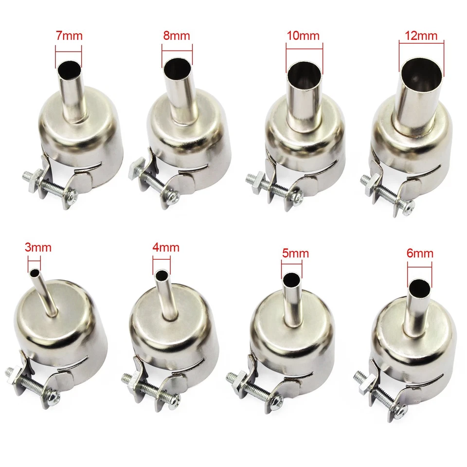 CIRCLE- 8Pcs Heat Gun Nozzle Set 3-12Mm For 850 Series Soldering Station Hot Air Tools