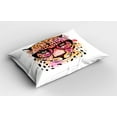 thumbnail image 2 of Ambesonne Animal Pillow Sham 2 Pack, Modern Hipster Leopard, 26"x20", Orange Brown Pink, 2 of 3
