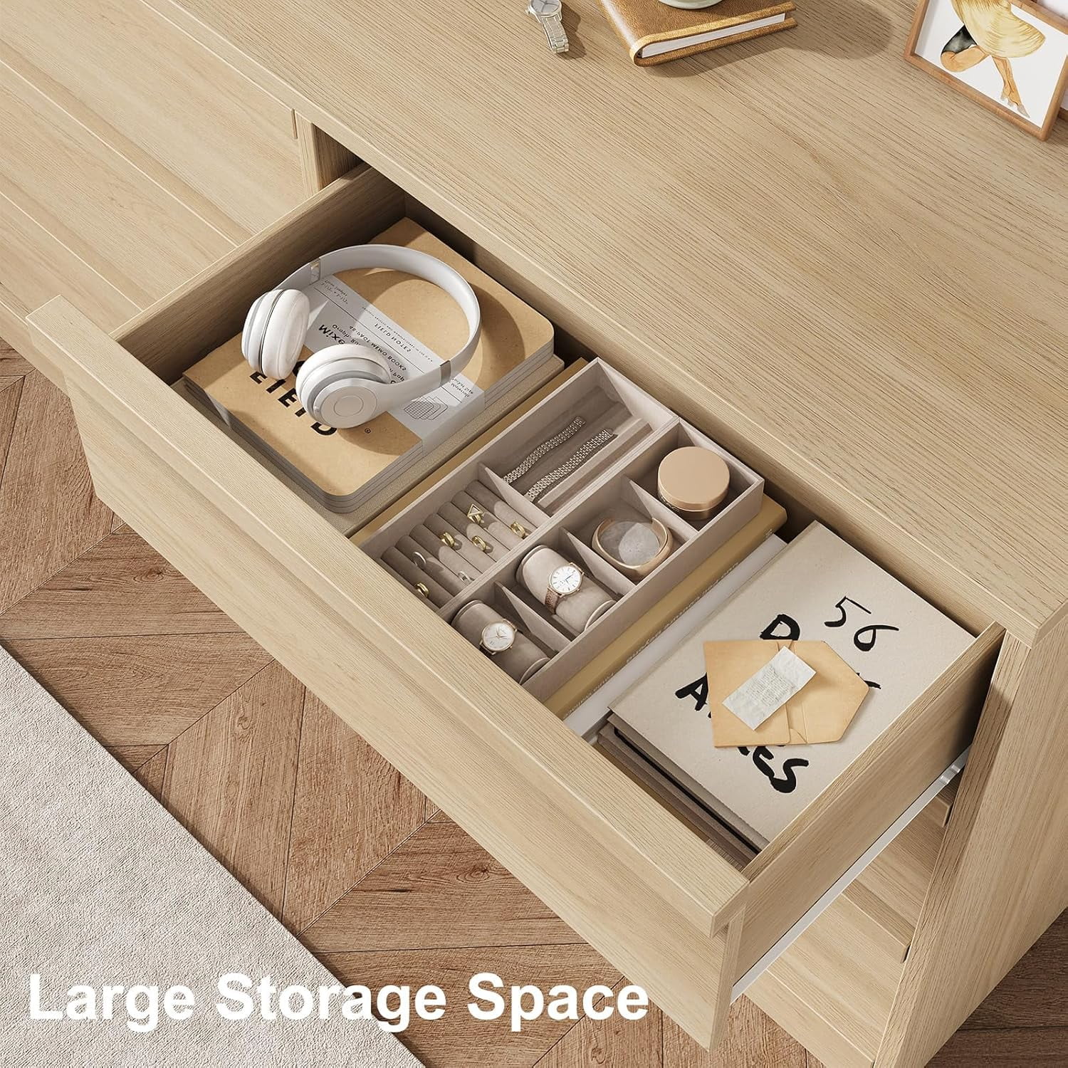 6 Drawer Dresser for Bedroom, Natural Oak 8 Chest of Drawers with Large Storage, Wooden Dresser Organizer for Living Room, Entryway, Nursery