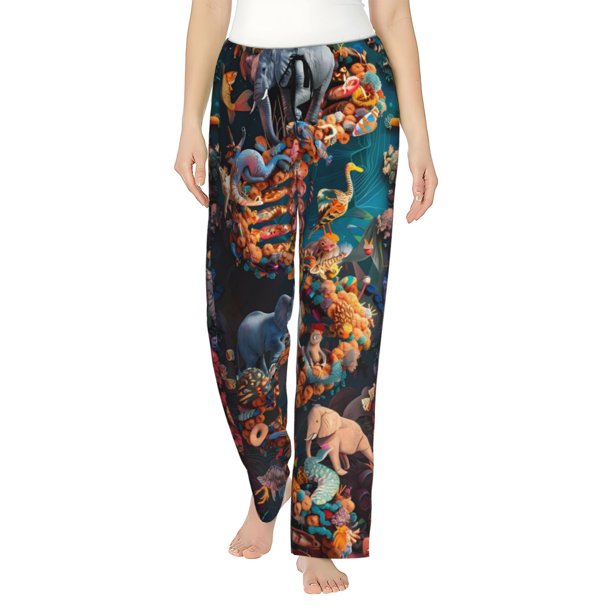 Fotbe Whimsical Animal Spiral Pantalones de Pijama para Mujer, Pantalones de Dormir, Pantalones Pj con Cordón y Bolsillos-XX-Large