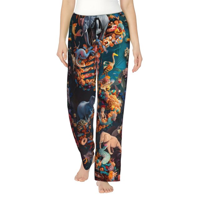 Balery Whimsical Animal Spiral Pantalones de pijama para mujer, pijamas ultraligeros, pantalones de estar por casa-Medium