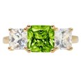 thumbnail image 7 of Three-Stone Engagement Ring for Women - 4ct Natural Peridot in 14K Yellow Gold Promise Ring, 7 of 7