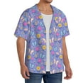 thumbnail image 2 of Lsque butterflies and flowers Print Men's Cuban Collar Short Sleeve Shirt Summer Beachwear Casual Button Down Fashionable Vacation Leisure Shirt-Large, 2 of 5