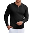 thumbnail image 4 of COOFANDY Polo Shirts for Men Quarter Zip Pullover Classic Sweater Polo Long Sleeve Slim Fit T Shirts Casual Fall Fashion Sweaters, 4 of 9