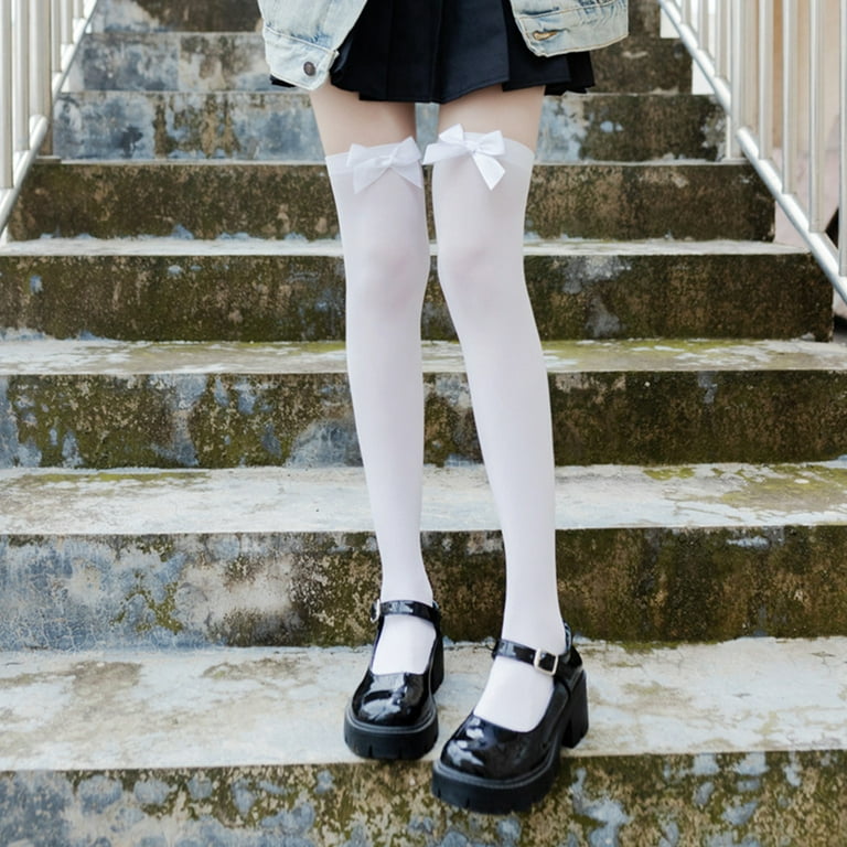 Lolita White Tights: Kawaii Colored Nylons for Women