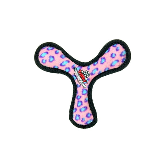 TUFFY - World's Tuffest Soft Dog Toy -Ultimate Boomerang-Squeakers-Multiple Layers.Made Durable Strong & Tough.Interactive Play(Tug Toss & Fetch).Machine Washable & Floats (Junior Pink Leopard)
