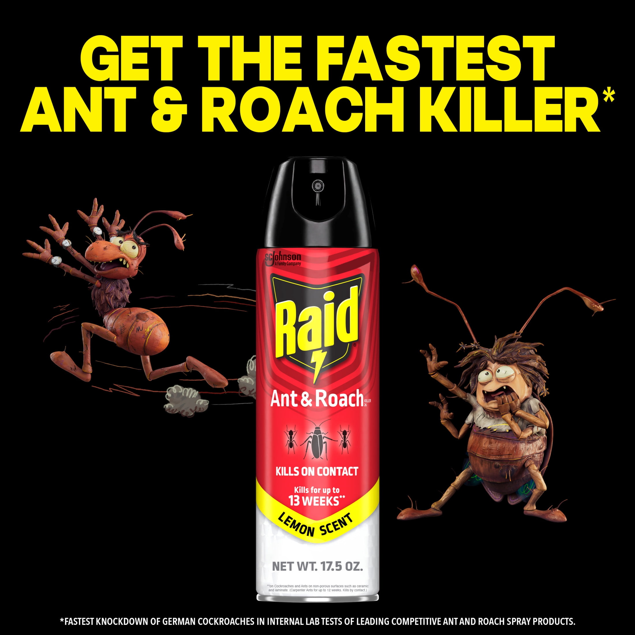 Raid Ant and Roach Insect Killer Aerosol Insecticide, Lemon Scent, 17.5oz