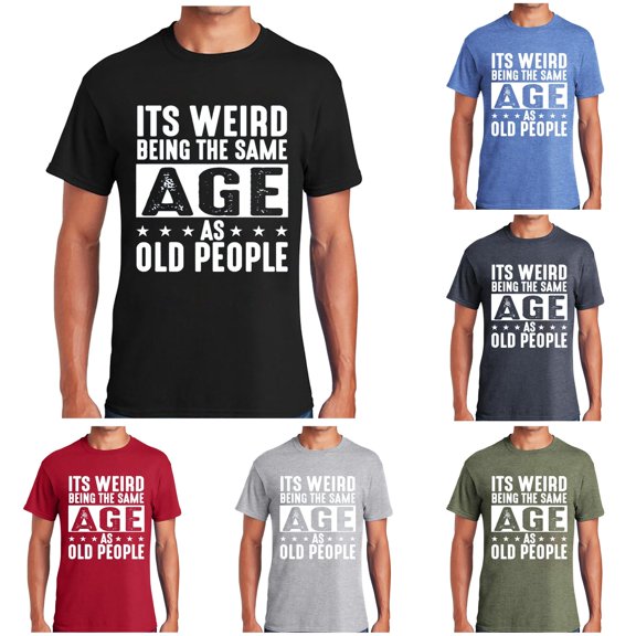 Trendfront Mens Funny Aging Slogan T Shirts Short Sleeve Crewneck Bold Letter Graphic Front Print Casual Birthday Humor Tee Tops