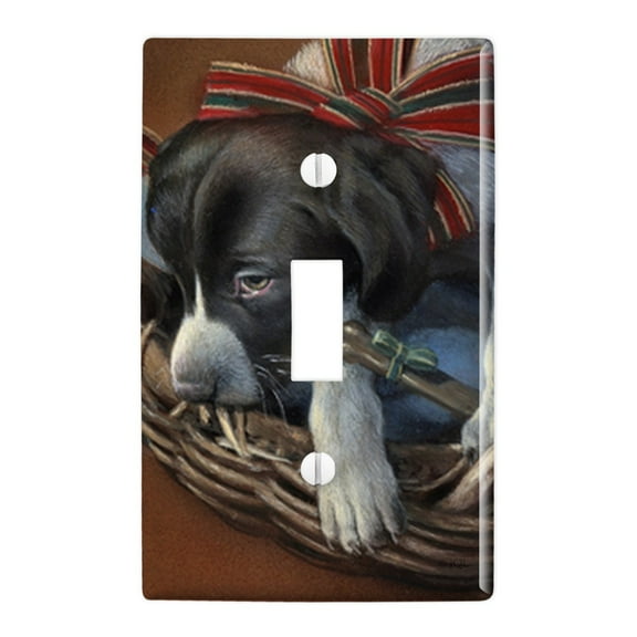 Sleepy Christmas Holiday Puppy Dog Plastic Wall Decor Toggle Light Switch Plate Cover