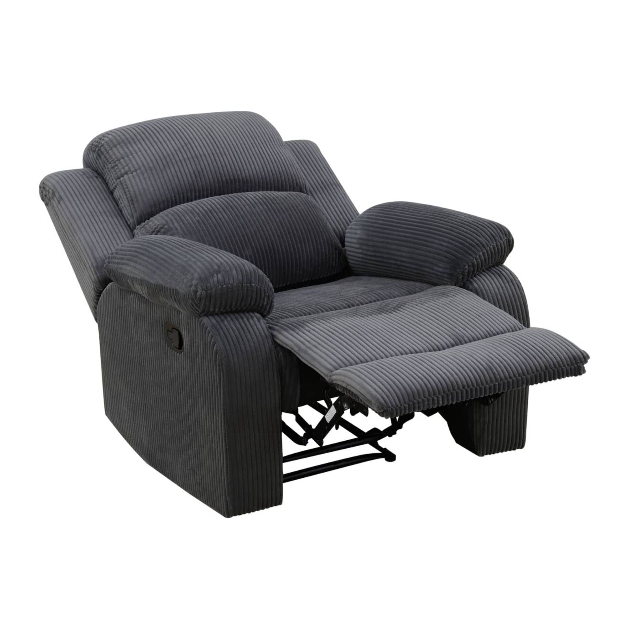 Modern Manual Recliner Chair Corduroy Reclining Sofa Couch Home Theater Seating for Living Room, Dark Grey