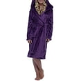thumbnail image 4 of Plus Size Women Solid Color Flannel Hooded Bath Robe Dressing Gown Sleepwear, 4 of 7