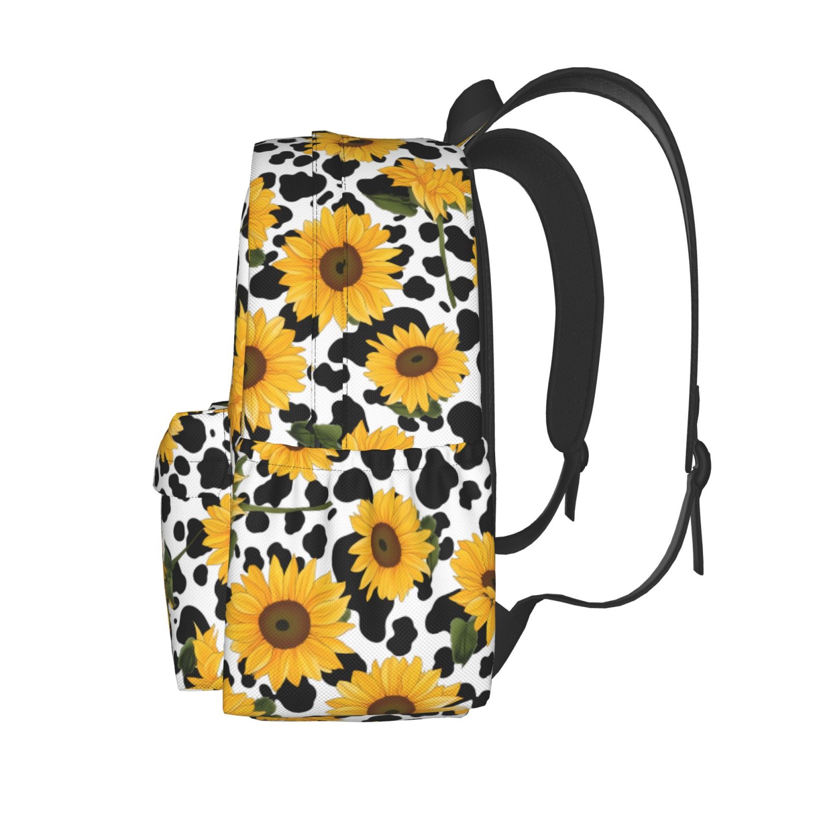 Rateoe Cow Print Sunflower Pattern Student Backpack,Backpack for School,Lightweight Bag,Travel Backpack,Outdoor Backpack,Large Capacity Backpack