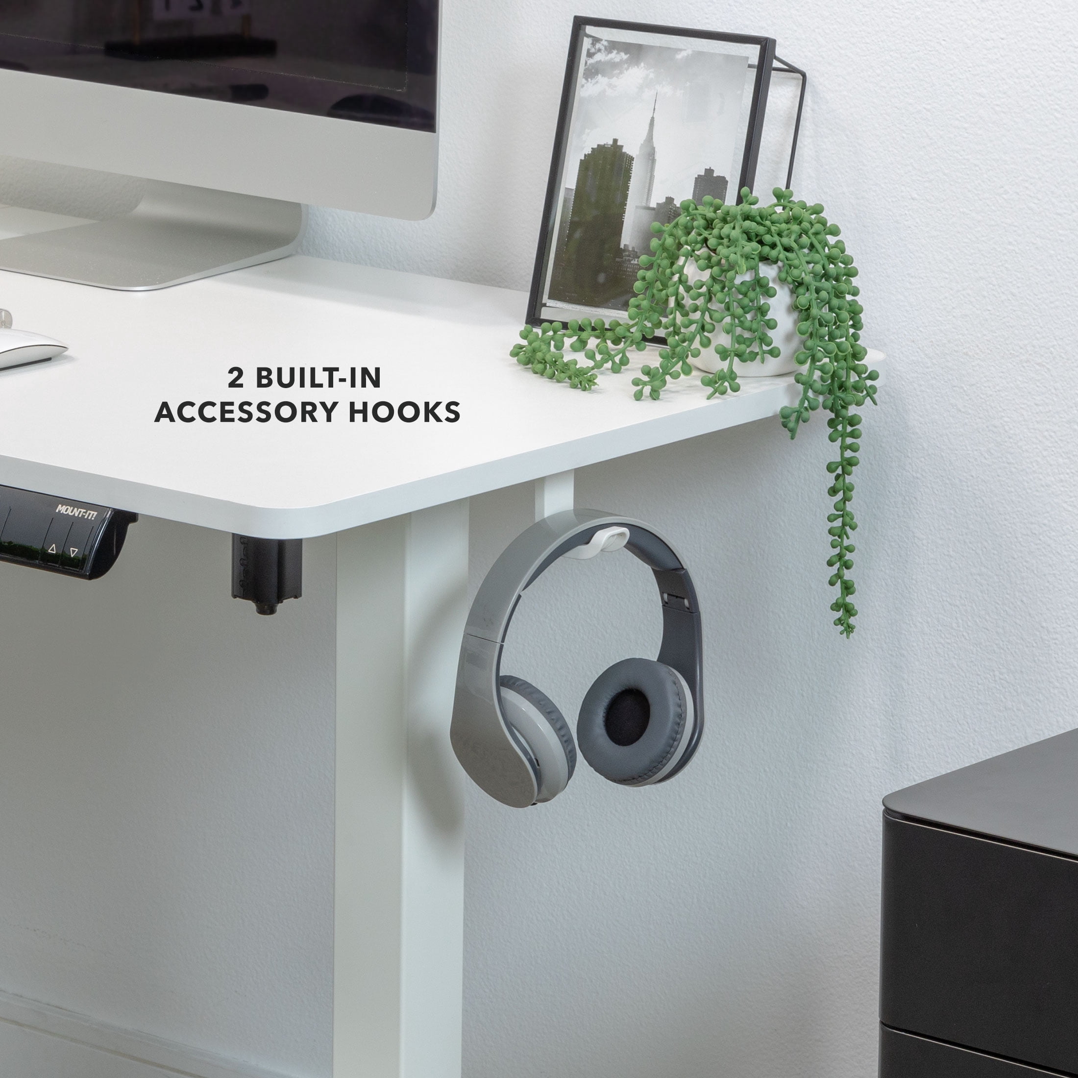 Mount-It! Large Electric Height Adjustable Desk for Corners, Automatic Standing Desk with Smooth Ergonomic Height Adjustment