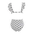 thumbnail image 5 of FAOWME Bikini Set For Women Polka Dot Print Deep V Neck Ruffles Comfortable Stylish Two Piece Swimsuit Swimwear For Pool Beach,White,S, 5 of 6