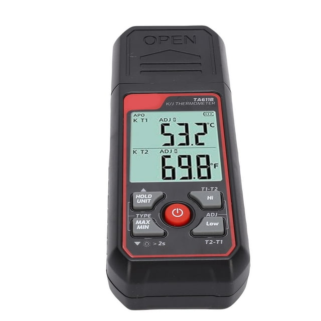 Digital Temperature Meter, Handheld Design Flashing Alert Function K J Type Thermocouple for Aquarium