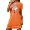 thumbnail image 2 of Bnwani nightgown for women Fashion Oversized crew neck Short Sleeve Printed Orange size S-XXL, 2 of 5