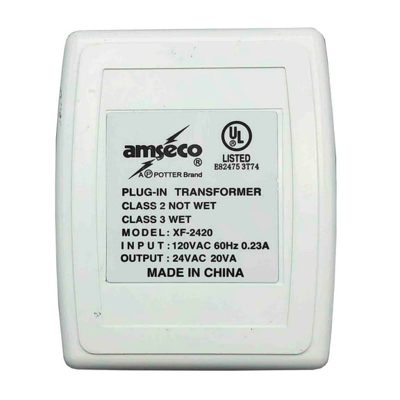 Pre-Owned Original Amseco XF-2420 Plug-In Transformer 120VAC In 24VAC Output - UL Listed