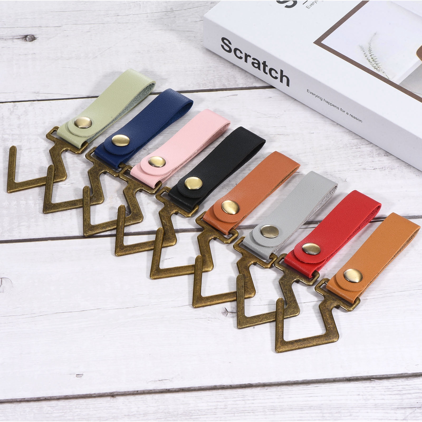 Unique Bargains PU Leather S Shelf Hooks Camping Hook Metal Outdoor Accessories Brown