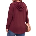 thumbnail image 4 of WellSize Womens Plus Size Hoodies Trendy Drawstring Sweatshirts for Women Casual V Neck Tops Fall Lightweight Pullover, 4 of 8