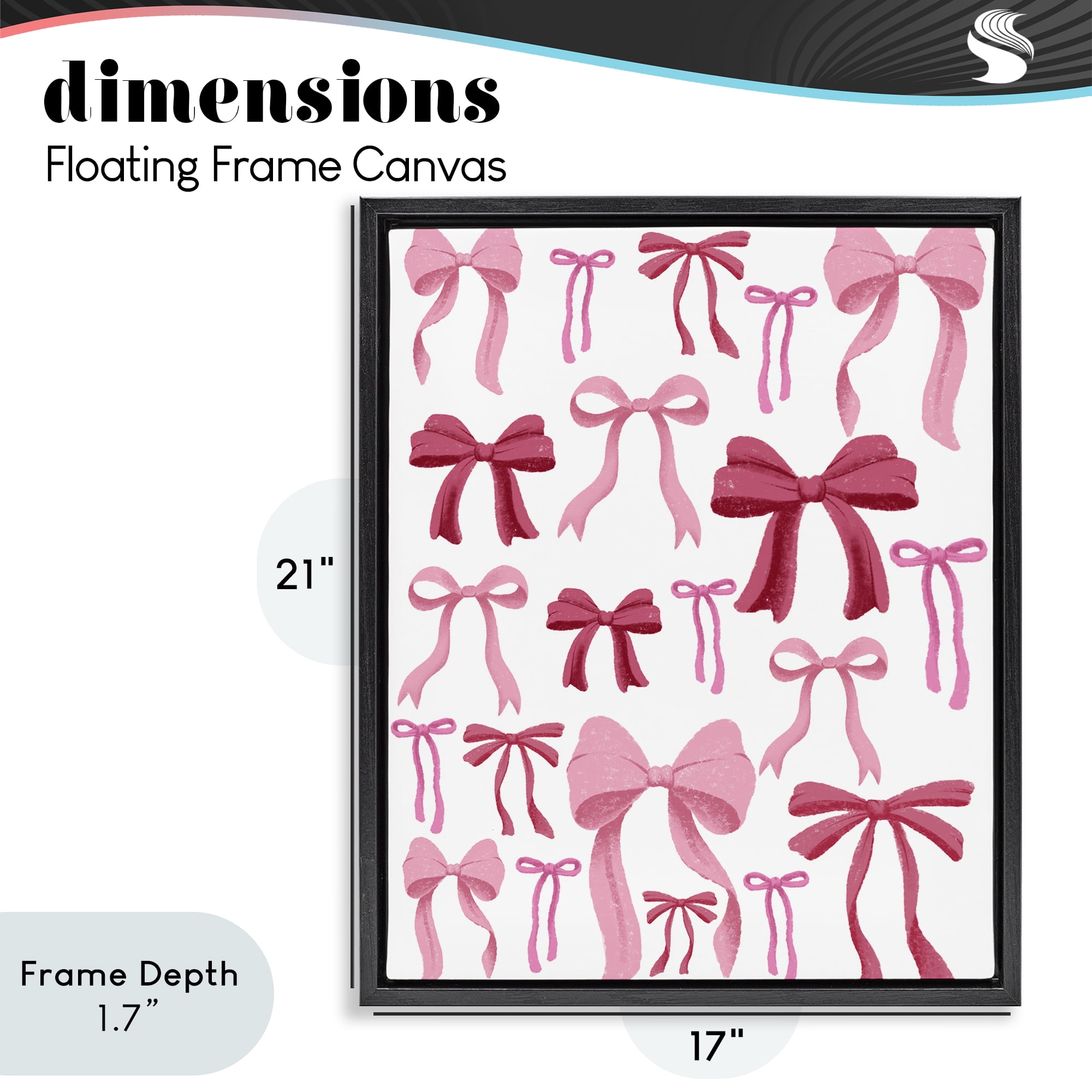Stupell Industries Bows All Over Pink & Red Black Framed Floater Canvas Wall Art, design by Marcus Prime