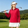 thumbnail image 5 of Polo Shirts for Women Cotton Button Collared Golf Long Sleeve Tops With Pocket Front, M, 5 of 6