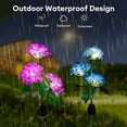 thumbnail image 6 of 2 Pack 3 Head Hydrangea Solar Garden Stake Lights Outdoor Waterproof Solar Powered Decorative Lights for Patio, Courtyard, Garden Lawn (White), 6 of 10