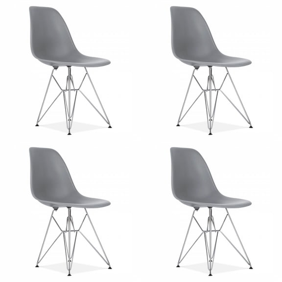Eiffel Dining Chair with Chrome Base - Taupe