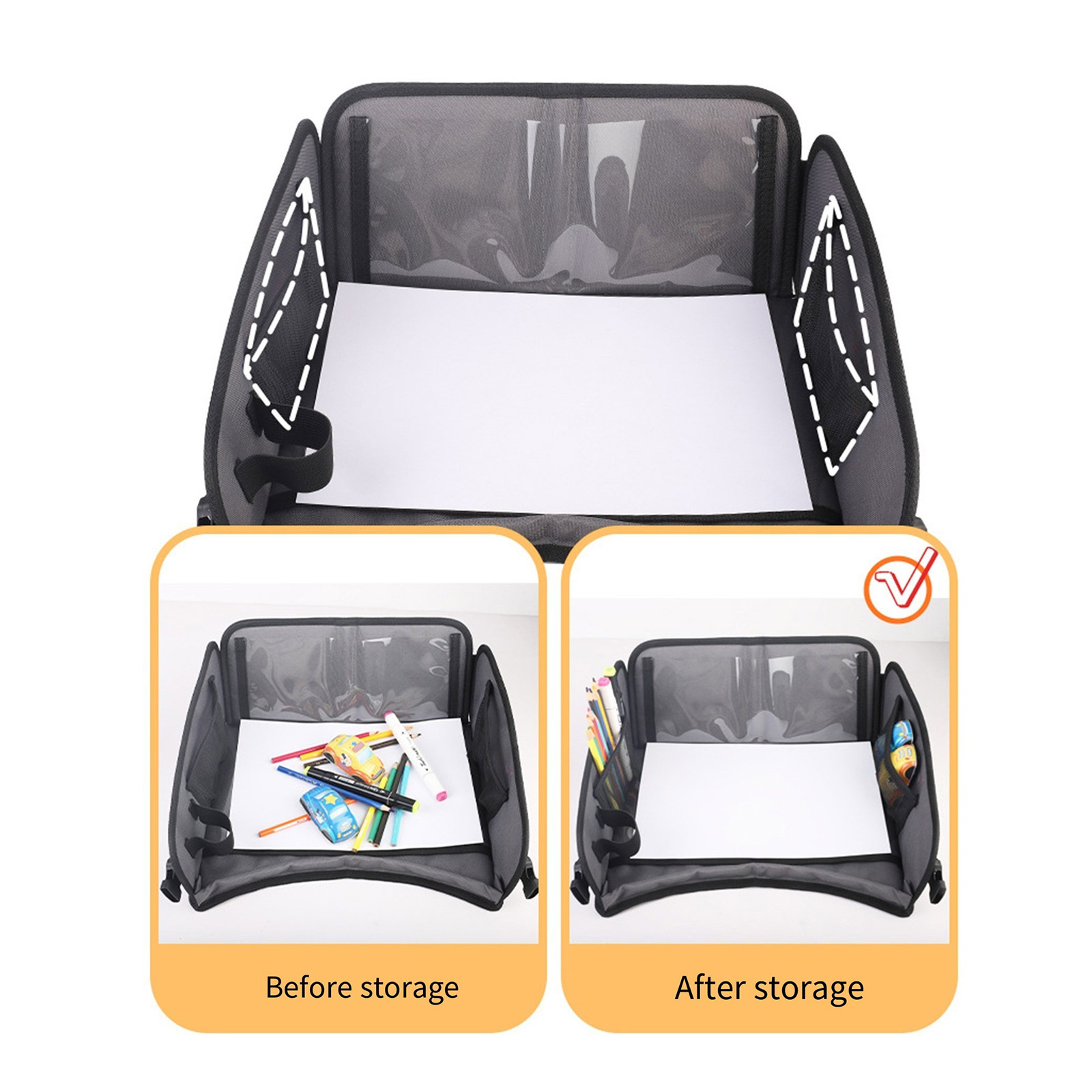 Foldable Kids Laptop Tray Organiser Holder for Aircraft and Vehicles Use with Safe Materials and Wide Functionality