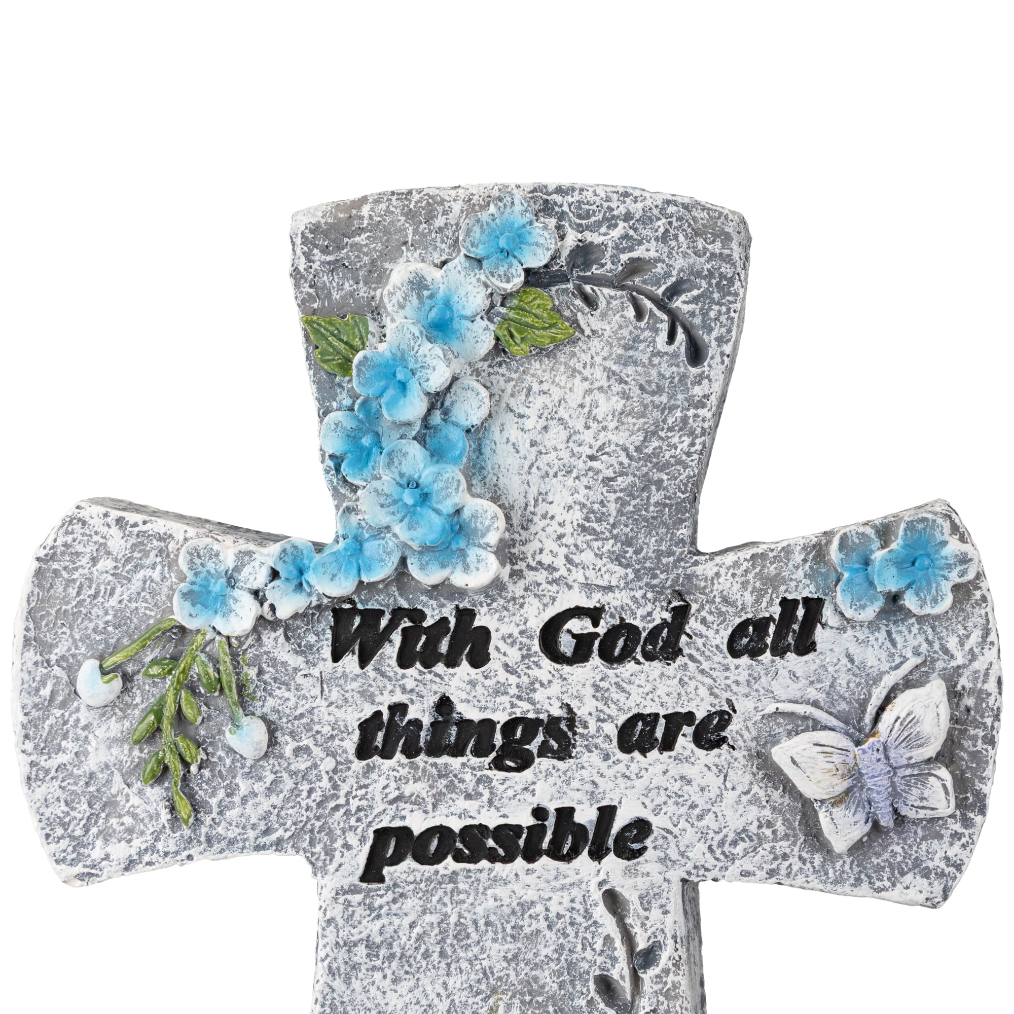 Northlight With God All Things Are Possible Floral Cross Statue - 6.75"