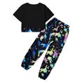 thumbnail image 3 of Usaibhir Girl Outfits Short Sleeve Printed Crop Tops + Camouflage Pants 2pcs Summer Clothes Set 7-14T, 3 of 7