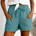 thumbnail image 2 of vigerkar Summer Shorts Casual High Waist Drawstring Shorts with Pockets, Lightweight Baggy Beach Vacation Shorts, Resort Lounge Bottoms, Going Out Comfy Trendy (Mint Green, XL), 2 of 5