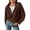 Brown, variant on Womens Sweaters Quarter Zip Pullover V Neck Collar Long Sleeve Ribbed Knit Loose Casual Winter Fall Sweater