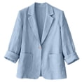 thumbnail image 5 of Long Sleeve Linen Blazer Womens Casual Spring Summer Fall Lightweight Jackets Light Blue XL, 5 of 8
