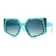 thumbnail image 4 of Womens Mod Geometric Pentagon Plastic Retro Oversize Fashion Sunglasses Blue - Navy, 4 of 8