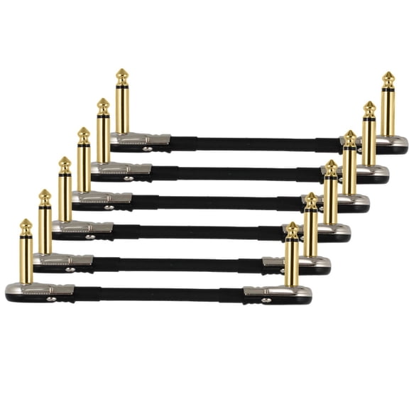 6-Pack 8" Castline Gold Mogami 2524 Guitar Pedal Board Patch Cable TS Low Profile Pancake Connector