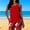 #054-Red, variant on Women's Conservative Tankini Swimsuit with Built-in Bra, Pocket, Independence Day Print for Beach and Pool