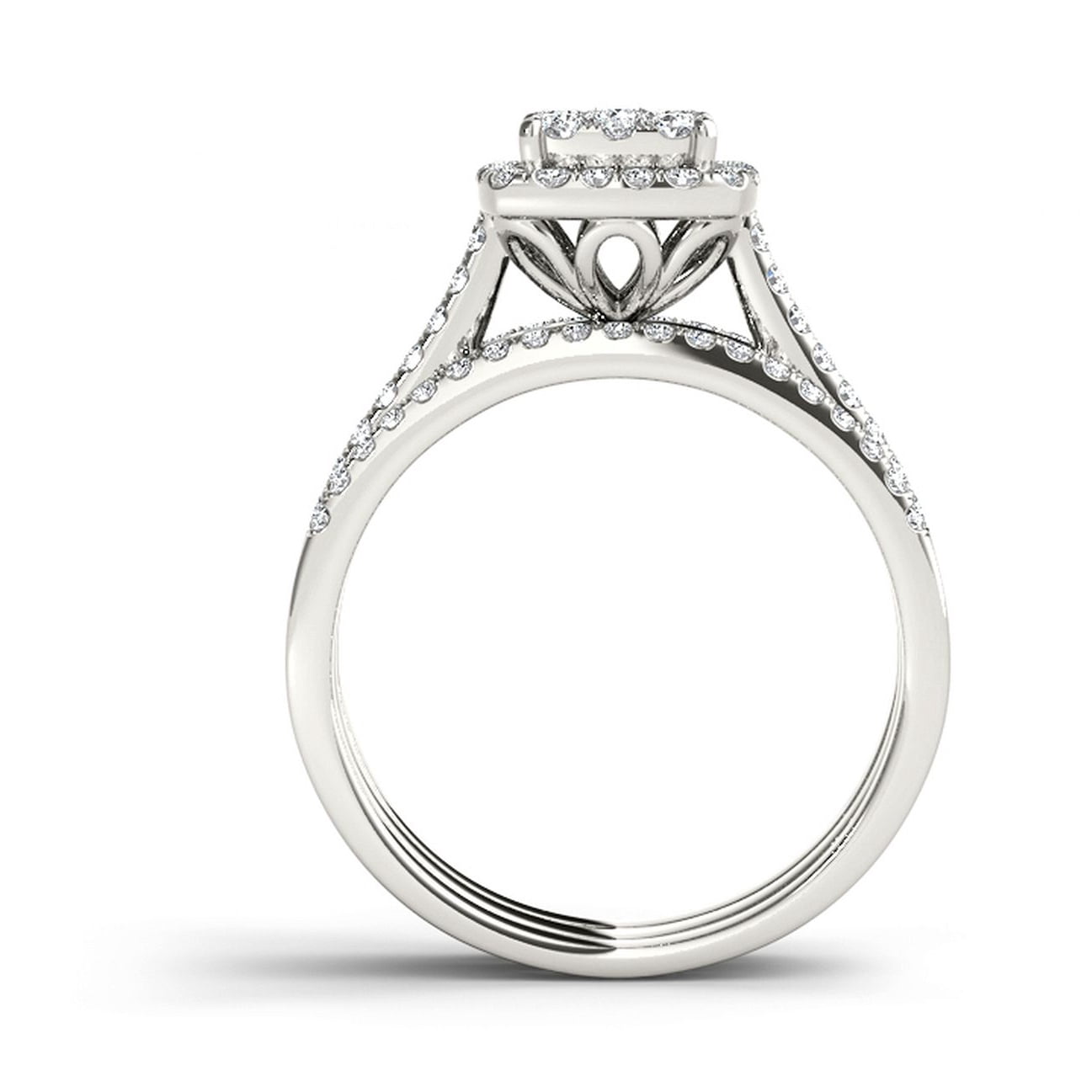 1 Carat T.W. Diamond 10kt White Gold Single Halo Engagement Ring Set